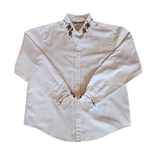 VTG Holiday Blouse Embroidered Christmas Tree Teddy Bear White Womens Sz 12